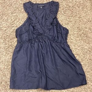 Banana Republic navy size 8 silk tank blouse with beading